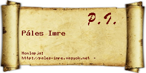 Páles Imre névjegykártya